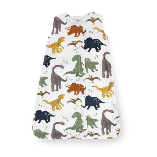 Little Unicorn 0-6 Month Premium Muslin Sleep Sack 1.1 TOG | Soft & Breathable Muslin Cotton for safer sleep | 2 way zipper (Dino Friends)