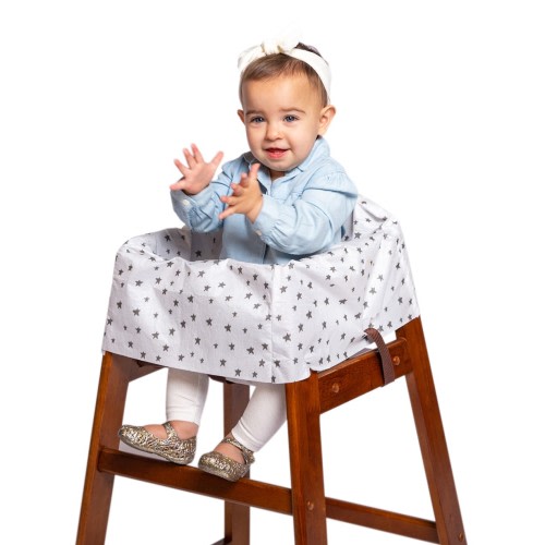 J.L. Childress Healthy Habits Disposable High Chair Cover, 12 Pack - Grey & White