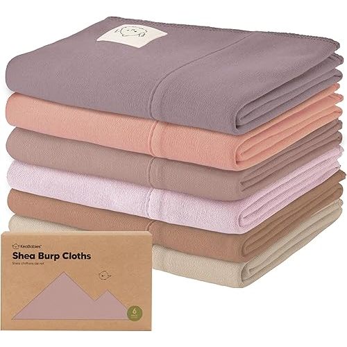 Organic Burp Cloths Baby Girl, Boy - 6-Pack Large Baby Burp Cloths, Super Absorbent Burping Cloths for Babies, Soft & Plush Cotton Burp Cloth, Spit Up Burp Rags, Newborn Burp Clothes (Mauve)