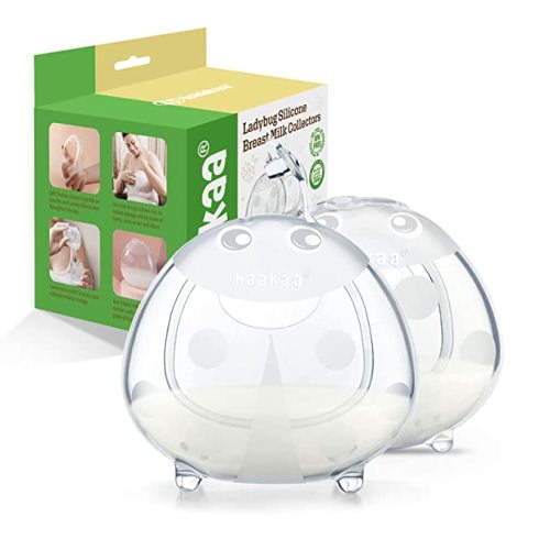 haakaa Ladybug Breast Milk Collector - Soft Breast Shells | Wearable Nursing Cups | Breastmilk Saver| Letdown Catcher for Pumping,Breastfeeding Moms,Protect Sore Nipples(Silicone 2.5 oz/75 ml,2PK) - 2.5 Ounce -2 Count