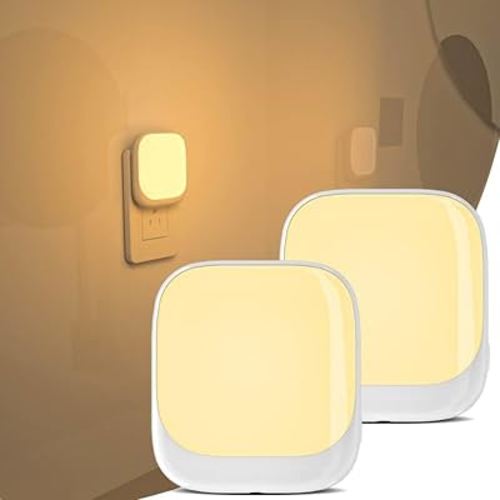 N&B NICE&BRAVO Plug in Night Lights Kids Nightlight Plug Into Wall Dusk to Dawn Sensor LED Night Light for Bedroom, Nursery, Hallway, Kitchen, Bathroom Three-Level Brightness Adjustment – 2 Pack