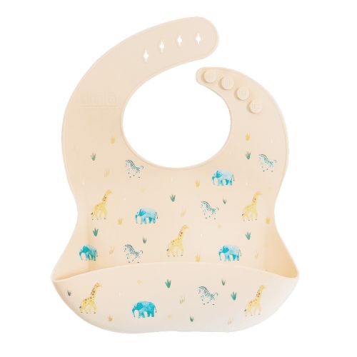 Austin Baby Co Silicone Bibs for Toddler and Babies – High Quality Mess Proof Bibs – Perfect for Travel (Safari Warm Cream)