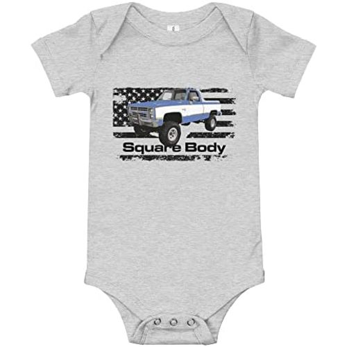 1980s Vintage Pickup Truck Chevy Square Body Silverado C10 K10 Baby Onesie Short Sleeve one Piece