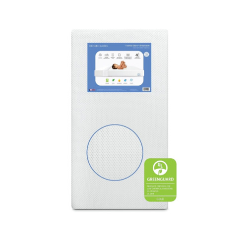 Delta Children Twinkle Stars Crib and Toddler Mattress with Breathable, Removable Machine-Washable Cover - GREENGUARD Gold - Waterproof Baby Bed - Sustainably Sourced Fiber Core - 52”Lx27.5”W, White
