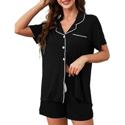 HNG Pajama Sets For Women 2 Piece PJ Sets Short Sleeve Lounge Set Fashion Sleepwear