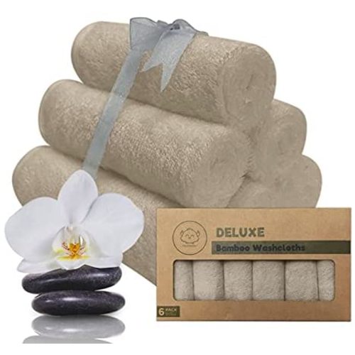 Baby Washcloth - Bamboo Washcloths Towel - Soft Baby Washcloth - Face Towel for Baby, Adult and Infant - Baby Towels (Earth Brown)