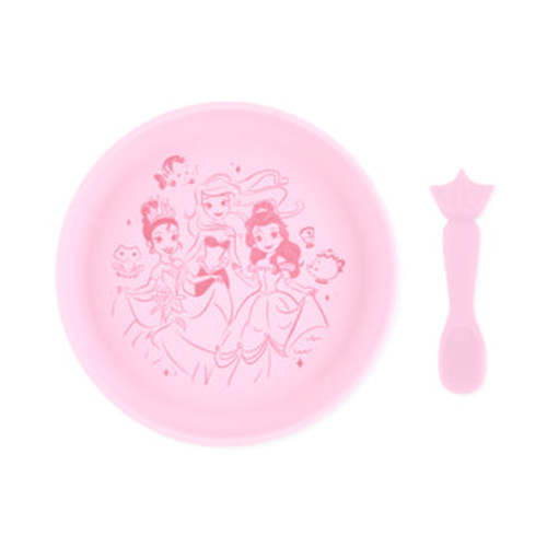 Bumkins Silicone Plate + Spoon Set for Infants, Disney Princess