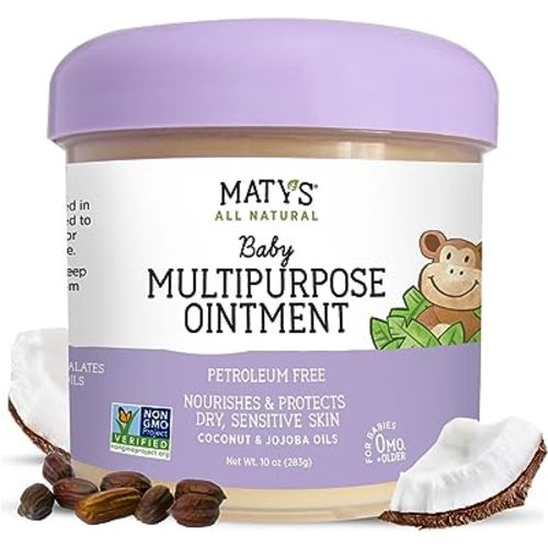 Matys Multipurpose Baby Ointment, All Over Gentle Skin Protection for Newborns & Up, Soothes Dry Irritated Skin, Diaper Area, Dry Scalp, Drool Irritation, Petroleum Free, Fragrance Free, 10 oz tub