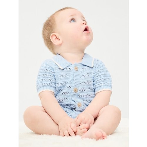 Collared Sweater-Knit One-Piece Romper for Baby