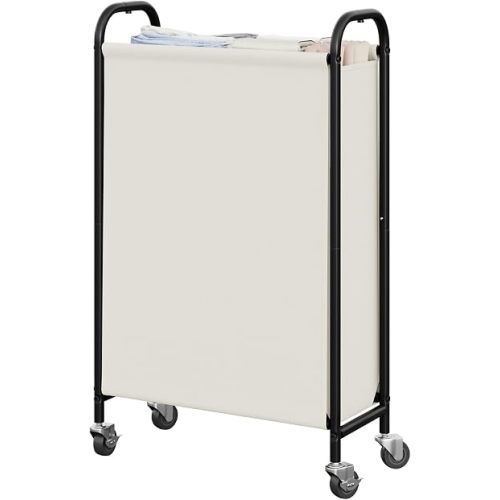 GRANNY SAYS 80L Laundry Hamper, Slim Laundry Basket with Wheels and Handles, Durable and Sturdy Rolling Laundry Cart for Laundry, Corners, Closet, Bedroom, Beige