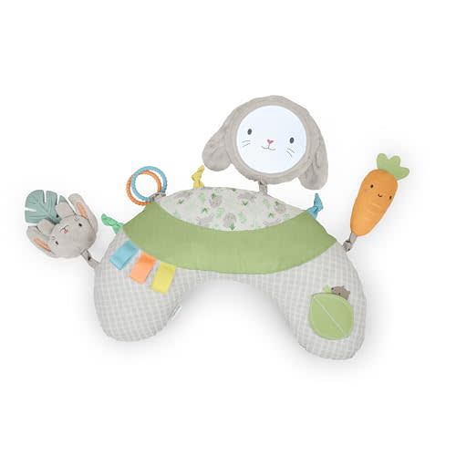 Ingenuity Cozy Prop Sylvi Tummy Time Pillow, Multi-Sensory, 4 Removable Toys, 0+M - Plush Bunny