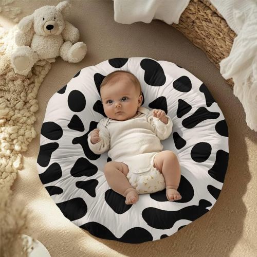 Black and White Cow Stripes Baby Lounger Cover Removable Protector Cover for Infant Lounger Pillow, Soft Snug Fitted Baby Lounger Slipcover Baby Essentials