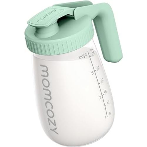Momcozy Breast Milk Pitcher, Resistant to Heat and Cold Abrupt Temp Swings, No Leak Breast Milk Fridge Storage Container With Wide Mouth, Fast Baby Formula Maker, Breastfeeding Essentials, Green