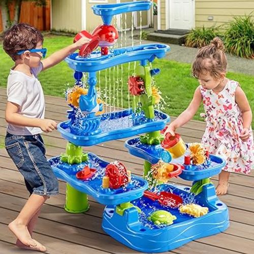 Water Table for Kids 3 4 5 6 7 8 Year Old - Water Table with Pond, Sensory Activity Playset, Sand Toys, Summer Outdoor Toys for Toddlers 3-5, Birthday Gifts for Boys Girls 3-8