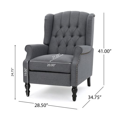 Beige Walter Tufted Fabric Wingback Recliner Club Chair by Christopher Knight Home