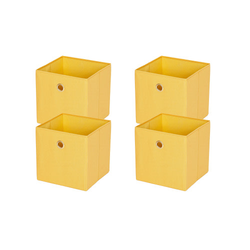 Mainstays Collapsible Fabric Cube Storage Bins (10.5" x 10.5"), 4 Pack, Golden Curry