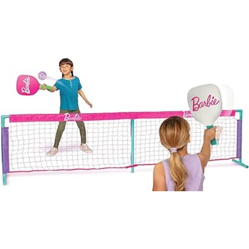 Barbie Kids Pickleball Set – Includes 2 Paddles, 1 Ball & Net – Portable Outdoor/Indoor Pickleball Game for Girls – Backyard, Driveway, Beach, Park, or Home Play