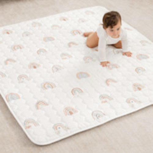 Comfy Cubs Quilted Kids Play Mat with Non-Slip Bottom - Rainbow, Square