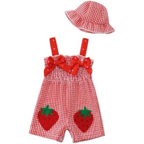 SUNNY PIGGY Baby Girl Clothes Infant Sleeveless Jumpsuit One Piece Romper Newborn Overalls Outfits Bodysuit with Hat