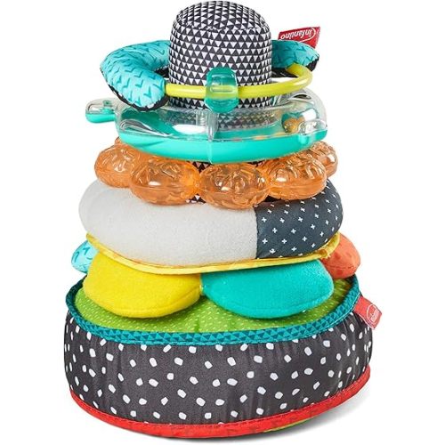 Infantino Sensory Engaging Textures & Sounds Activity Stacker for Babies & Toddlers, 6 Pieces