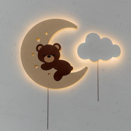 Moon nightlight for baby, baby room lighting, Moon lamp, nursery decor, kids wall light, airplane light lamp, nursery lighting