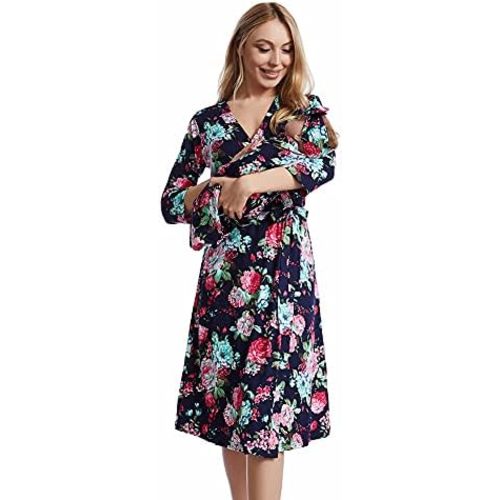 Galabloomer Maternity Robe and Baby Receiving Blanket, Matching Mommy Labor Delivery Robe and Swaddle Set