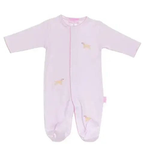 Goldie The Retriever Embroidered Footed Romper