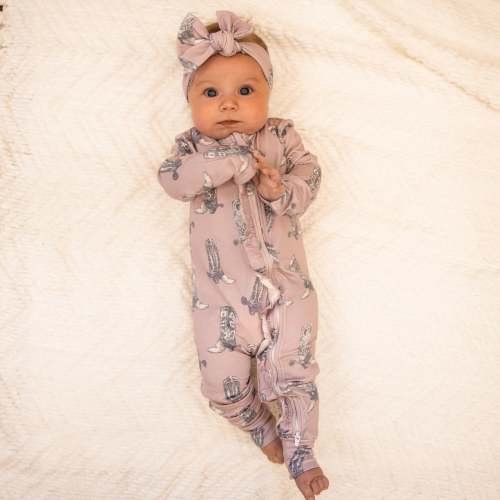 Dusty Rose Boots -Ruffled- Folding Feet Jammies – Cowkid Clothing Company