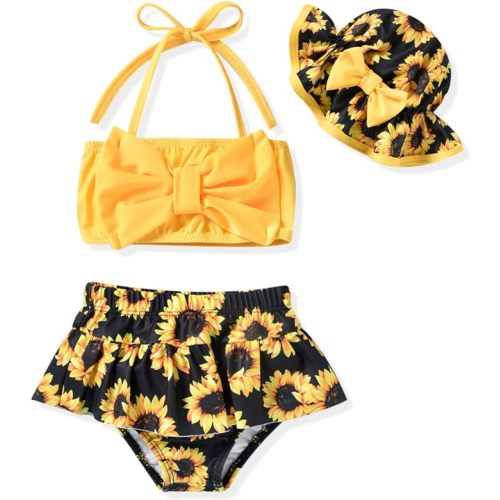 Aalizzwell Baby Girl 2-Piece Bikini Swimsuit with Hat