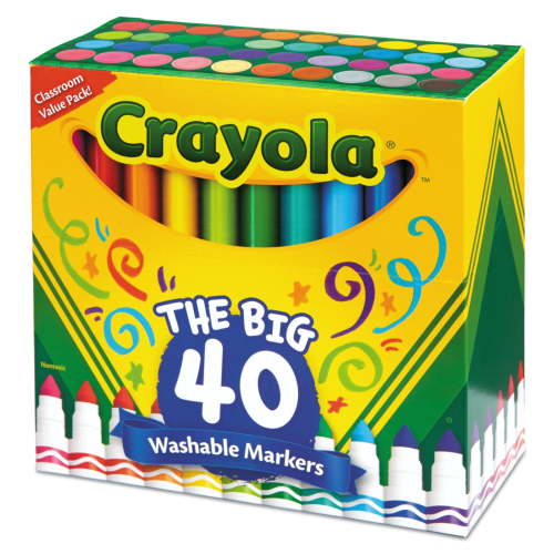 Crayola Ultra-Clean Washable Broad Line Markers, 40 Ct, Bulk, Art Supplies for Kids, Gifts