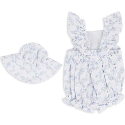 Toile Interlock Romper & Hat Set, Blue - Miniclasix | Maisonette