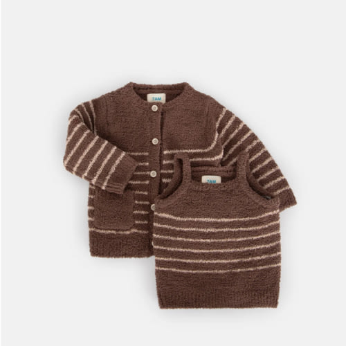 Camisole & Cardigan Set - Fuzzy - 9-12 mos / Choco & Pecan