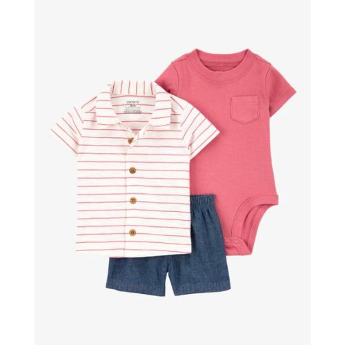 Baby Boy 3-Piece Striped Outfit Set - Red - Carter's | Carter's