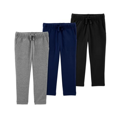 Baby 3-Pack French Terry Drawstring Joggers Set - Style,Multi