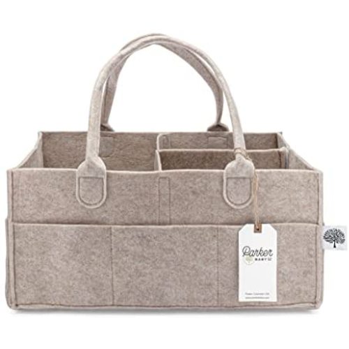 Parker Baby Diaper Caddy - Nursery Storage Bin and Car Organizer for Diapers and Baby Wipes - Large, Oatmeal