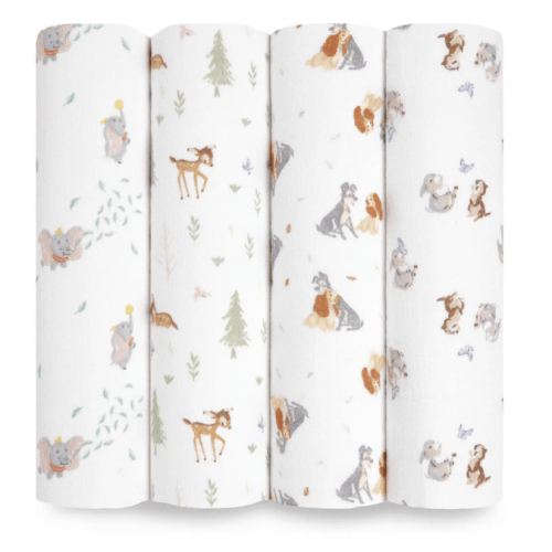Disney + Friends Essentials Cotton Muslin Swaddle 4-Pack | aden + anais