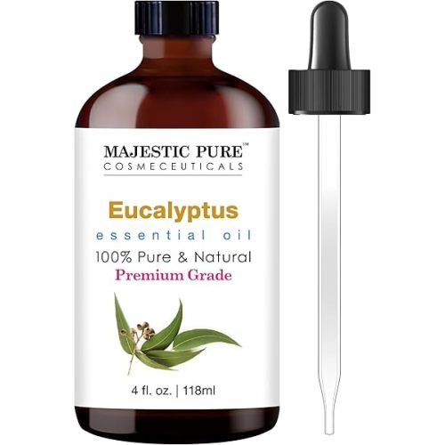 MAJESTIC PURE Eucalyptus Essential Oil | 100% Pure and Natural Eucalyptus Oil | Premium Grade Essential Oils for Hair Care, Home Diffusers, Skin, Aromatherapy, Massage and Humidifiers | 4 Fl Oz