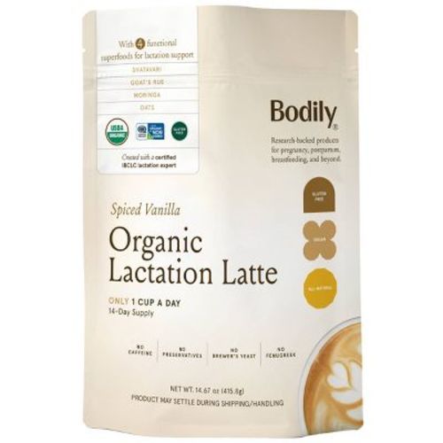 Bodily Organic Vegan Lactation Latte Powder, Lactation Support For Breastfeeding - Spiced Vanilla - 14.67oz