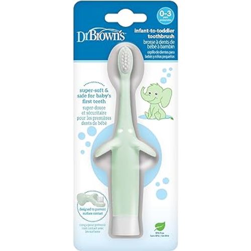 Dr. Brown's Infant-to-Toddler Toothbrush, Elephant, Mint, 0-3 Years