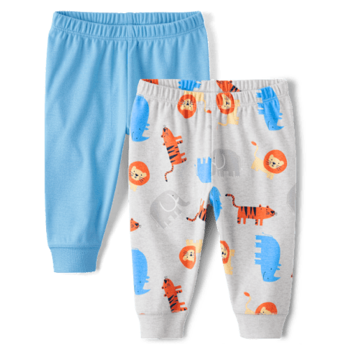 Baby Boys Animal Pants 2-Pack - Gray