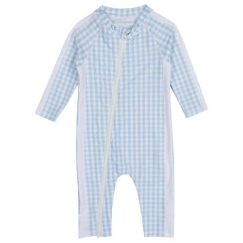 Sunsuit - Long Sleeve Romper Swimsuit | "Blue Gingham"