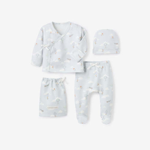 Up & Away Double Layered Cotton Layette Set BLUE / Preemie