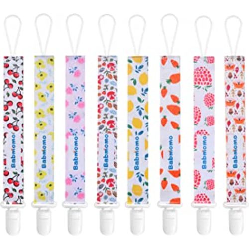 Pacifier Clip,8 Pack Pacifier Holder for Boys and Girls,Stylish Binkie Clip Strap,Fits Most Pacifier Styles and Newborn Teether Toys &Baby Gift