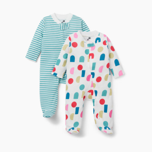 Small Story Printed Footie (2 Pack) - Bright Blocks, 0-3 M