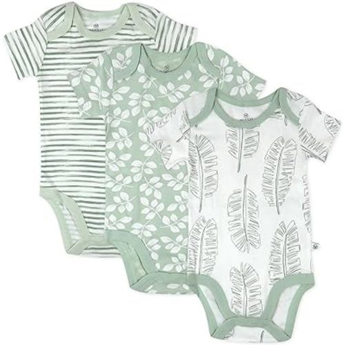 HonestBaby unisex-baby 3-pack Short Sleeve Bodysuits One-piece 100% Organic Cotton for Infant Baby Boys, Girls, Unisex