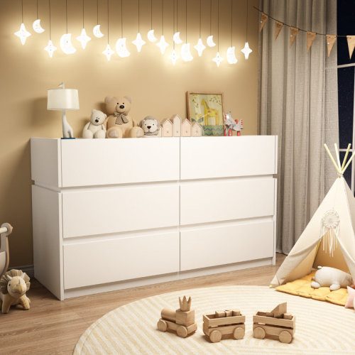 Ebern Designs 6 Drawer Dresser With Charging Station & LED Light, 47.2" W | Wayfair