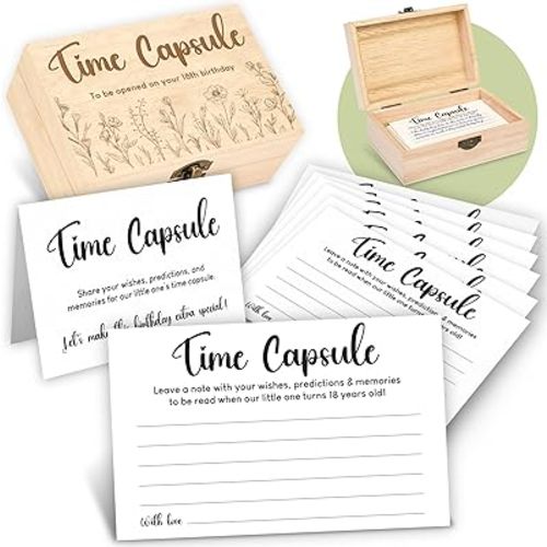 Time Capsule Box 1st Birthday - Baby Time Capsule For First Birthday Party Games, 1st Birthday Party Activities For Guests, Time Capsule Cards 1st Birthday Keepsake Gifts For Babies Girl