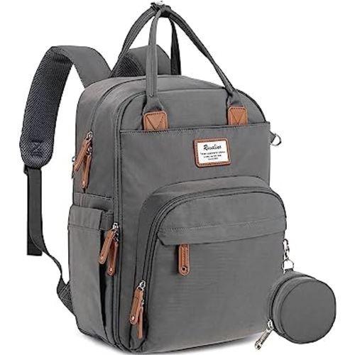 RUVALINO Diaper Bag Backpack, Multifunction Travel Back Pack Maternity Baby Changing Bags, Large Capacity, Waterproof and Stylish, Iron Gray