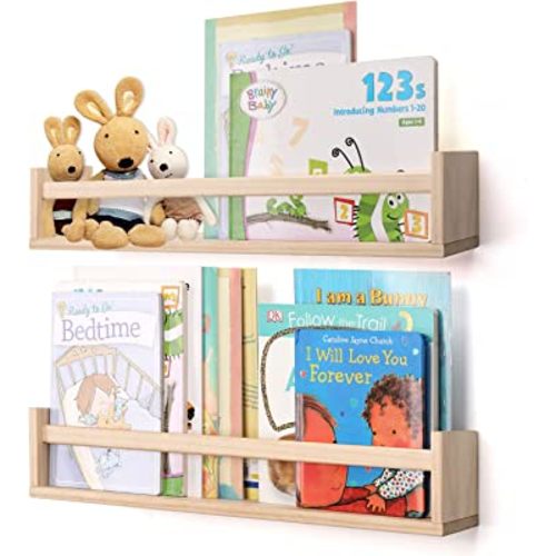 Gneric Floating Shelves for Wall, Burlywood Nursery Book Shelves, 23.6 inch Kids Bookshelf, Wall Shelves for Living Room Bedroom Decor,Kitchen Spice Rack,Bathroom Storage Rack(2 Pack)