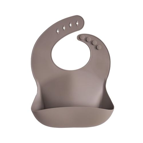mushie Silicone Baby Bib | Adjustable Fit Waterproof Bibs (Dove Gray)